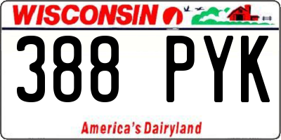 WI license plate 388PYK