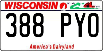 WI license plate 388PYO