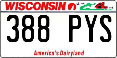 WI license plate 388PYS