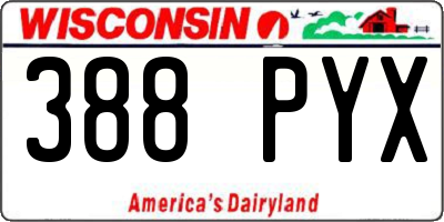 WI license plate 388PYX