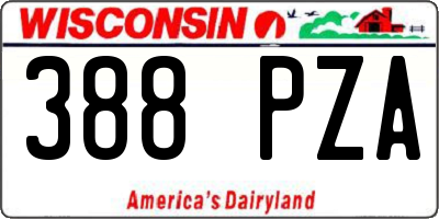 WI license plate 388PZA