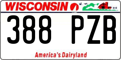 WI license plate 388PZB