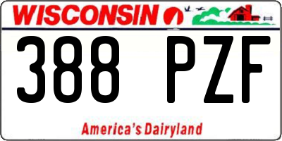 WI license plate 388PZF
