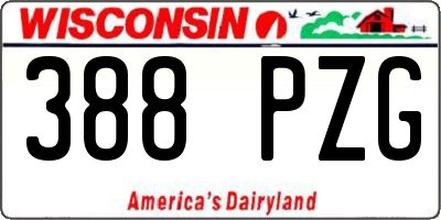 WI license plate 388PZG