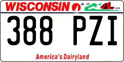 WI license plate 388PZI
