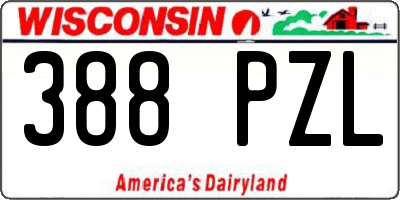 WI license plate 388PZL