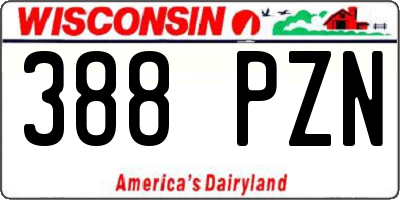WI license plate 388PZN