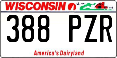 WI license plate 388PZR