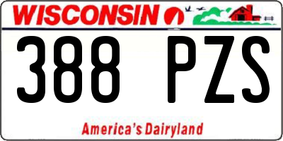 WI license plate 388PZS