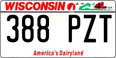 WI license plate 388PZT