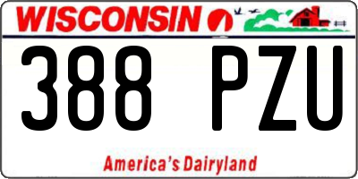 WI license plate 388PZU
