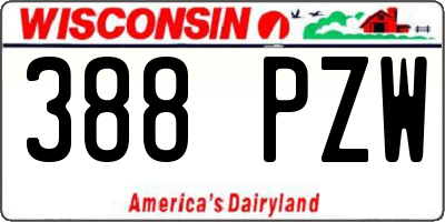 WI license plate 388PZW