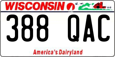 WI license plate 388QAC