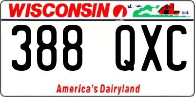 WI license plate 388QXC