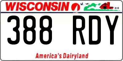WI license plate 388RDY
