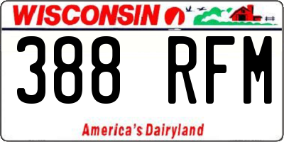WI license plate 388RFM
