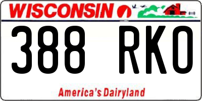 WI license plate 388RKO
