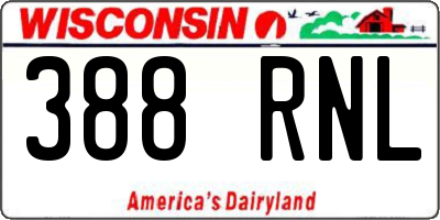 WI license plate 388RNL