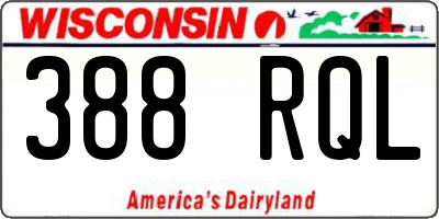 WI license plate 388RQL