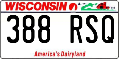 WI license plate 388RSQ
