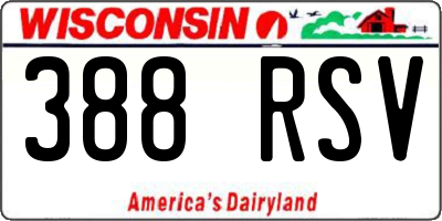 WI license plate 388RSV