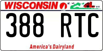 WI license plate 388RTC