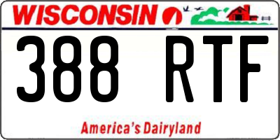 WI license plate 388RTF