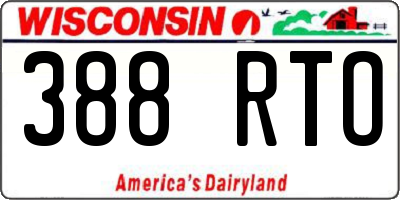 WI license plate 388RTO