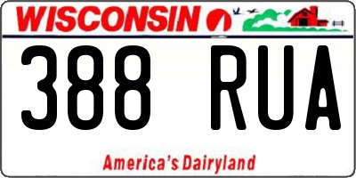 WI license plate 388RUA