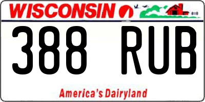 WI license plate 388RUB