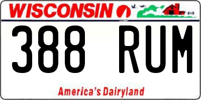 WI license plate 388RUM