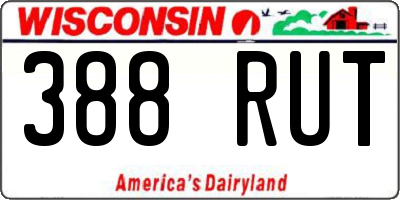 WI license plate 388RUT
