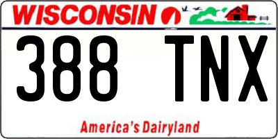 WI license plate 388TNX