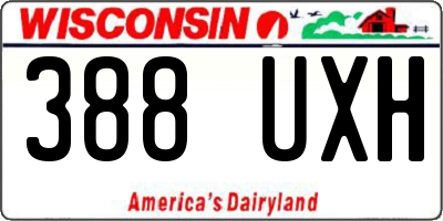 WI license plate 388UXH