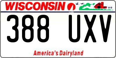 WI license plate 388UXV