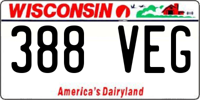 WI license plate 388VEG