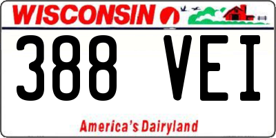 WI license plate 388VEI