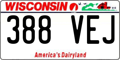 WI license plate 388VEJ