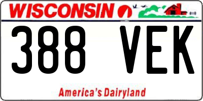 WI license plate 388VEK
