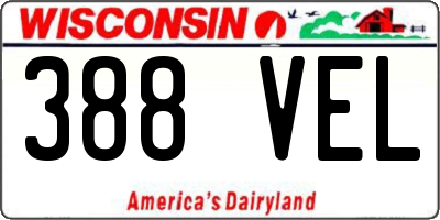 WI license plate 388VEL