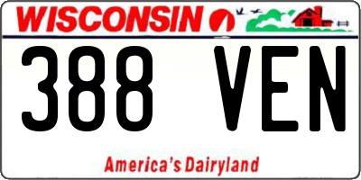 WI license plate 388VEN