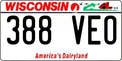 WI license plate 388VEO