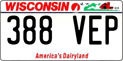 WI license plate 388VEP
