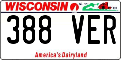 WI license plate 388VER