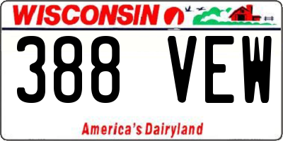 WI license plate 388VEW