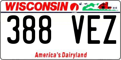 WI license plate 388VEZ