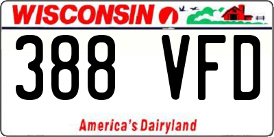 WI license plate 388VFD