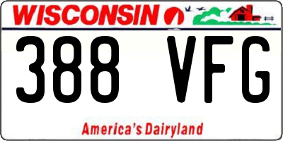 WI license plate 388VFG