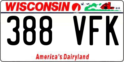 WI license plate 388VFK
