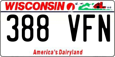 WI license plate 388VFN